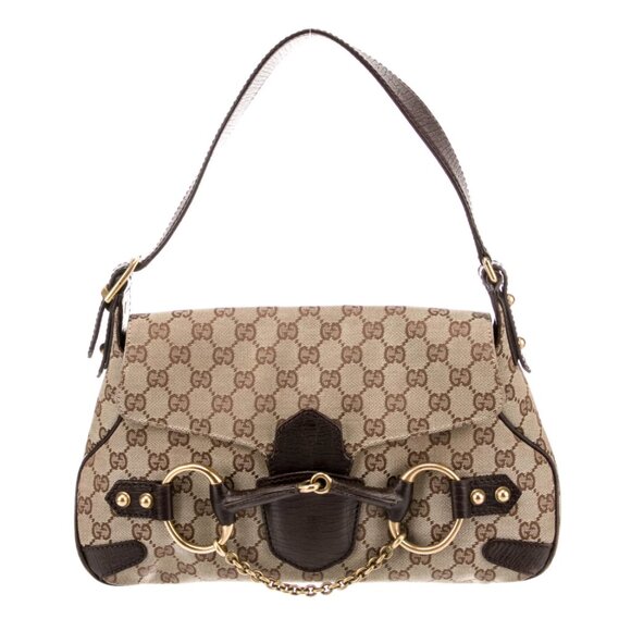 *VINTAGE* Gucci GG Canvas Horsebit Chain Shoulder Bag - Picture 1 of 11